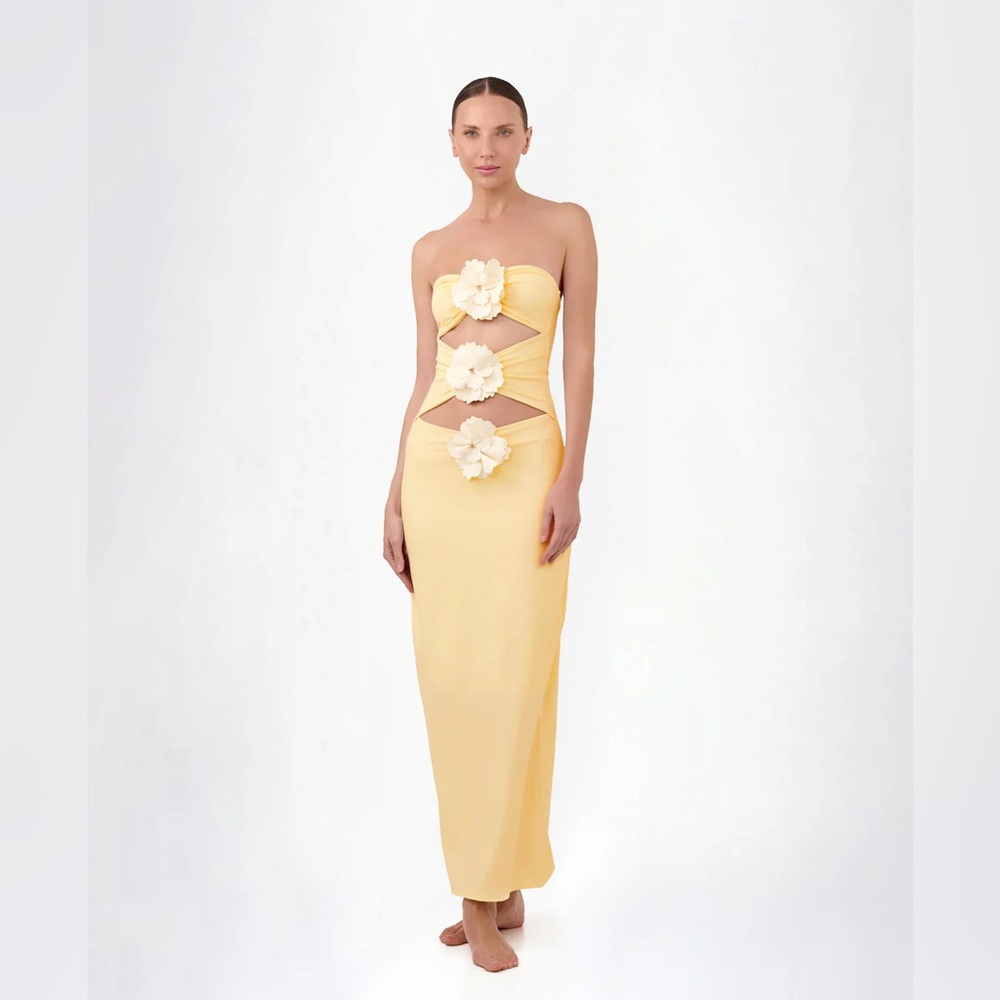 BAHIA MARIA MAIA DRESS IN BUTTERCREAM, SIZE SMALL